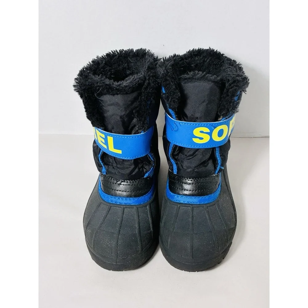 Sorel Snow Commander Boots Sz 13 Black Blue Fleece Lined Winter Snow School
